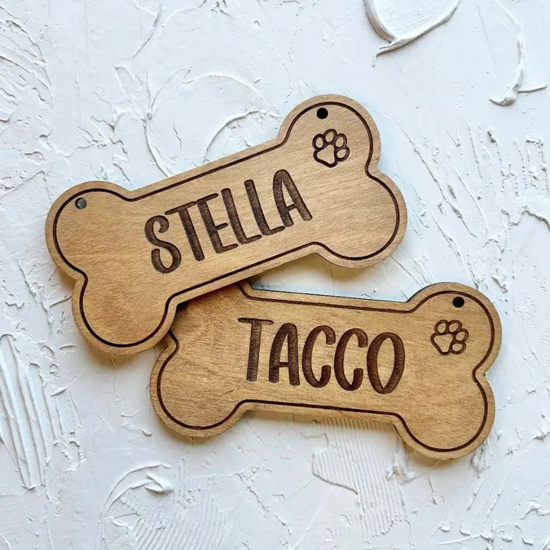 5PCS Custom Wooden Dog Tag - P - Laser Engraving Software 评论和价格