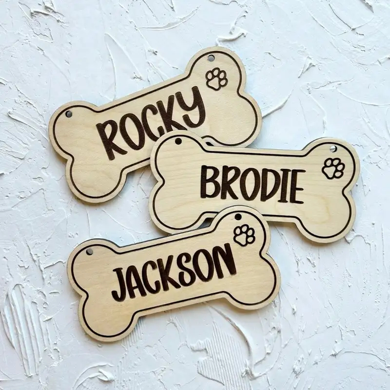 5PCS Custom Wooden Dog Tag - P - Laser Engraving Software 评论和价格